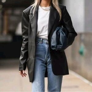 Mango NWT Faux Leather Jacket size XS | black leather blazer